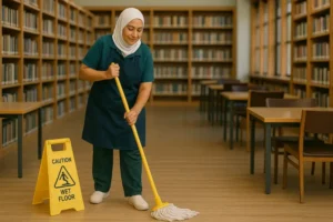 نظافت کتابخانه عمومی و سالن مطالعه – اعزام نظافتچی